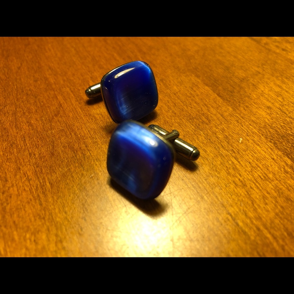 Bright Blue Cufflinks - Picture 4 of 5